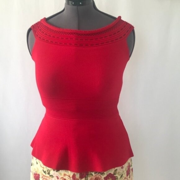 💜Eva Mendes New York & Co Red Peplum Sleeve… - Picture 2 of 5